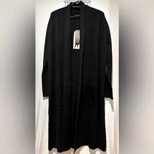 Max Sport Black Long Open Cardigan - Size XL